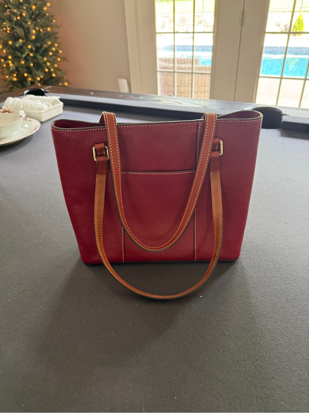 Dooney & Bourke Red Pebble Leather Shoulder Bag - Picture 2 of 4